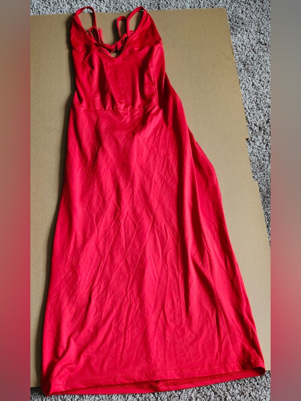 Red Spaghetti-Strap Maxi Dress with V-Neck